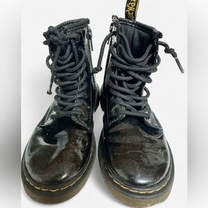Dr Martens 1460 Glitter Youth Size 13 Black Patent Leather Boots Lace Up Combat